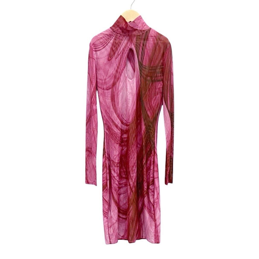 Farai London X REVOLVE Bodycon Sheer Mesh Keyhole Nayla Dress in Fuchsia XS